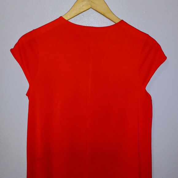 Shadowline Small Cap Sleeve Gown-Bright Red-100% Nylon-Vintage-Lace-USA Made - Picture 4 of 8